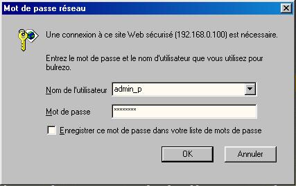 Fenêtre de login sous MSIE