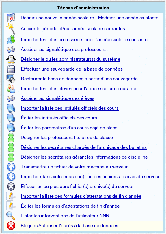 Menu admin de BulréZo