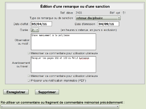 formulaire sanctions