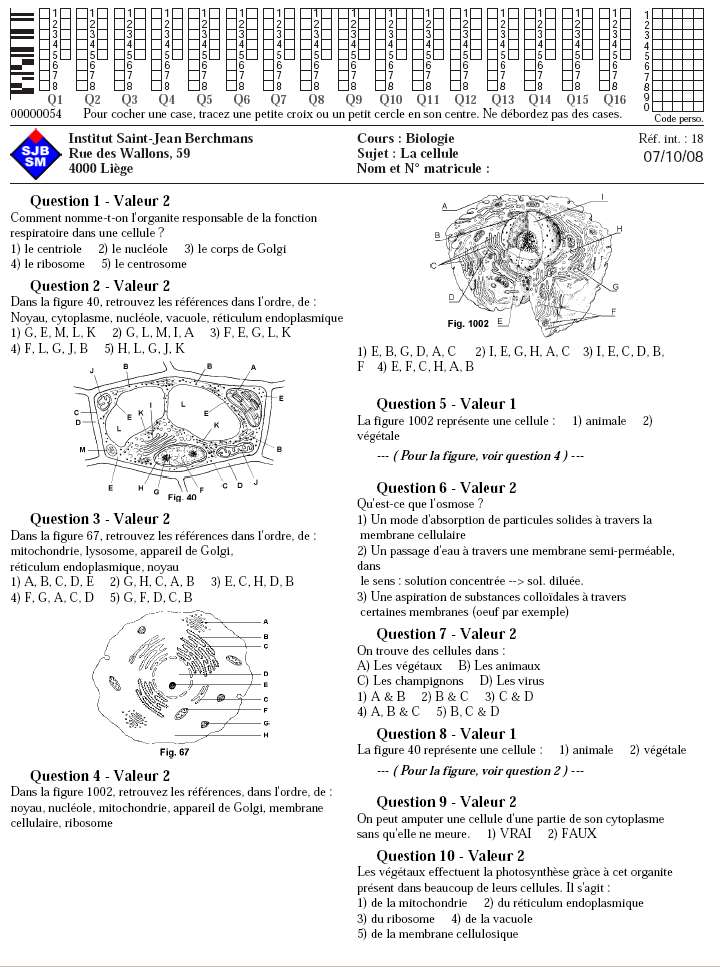 feuille d'interro QcmKit