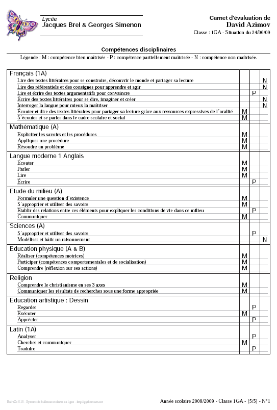 rapp. de compétences (s)